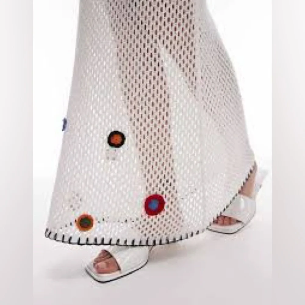 Topshop Crochet Maxi Skirt Elegant Colorful Crochet Flowers‎ NWOT Size 8 - 10